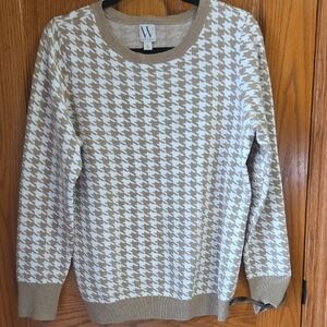 Worthington  Houndstooth Sweater - Tan and White, Size XL